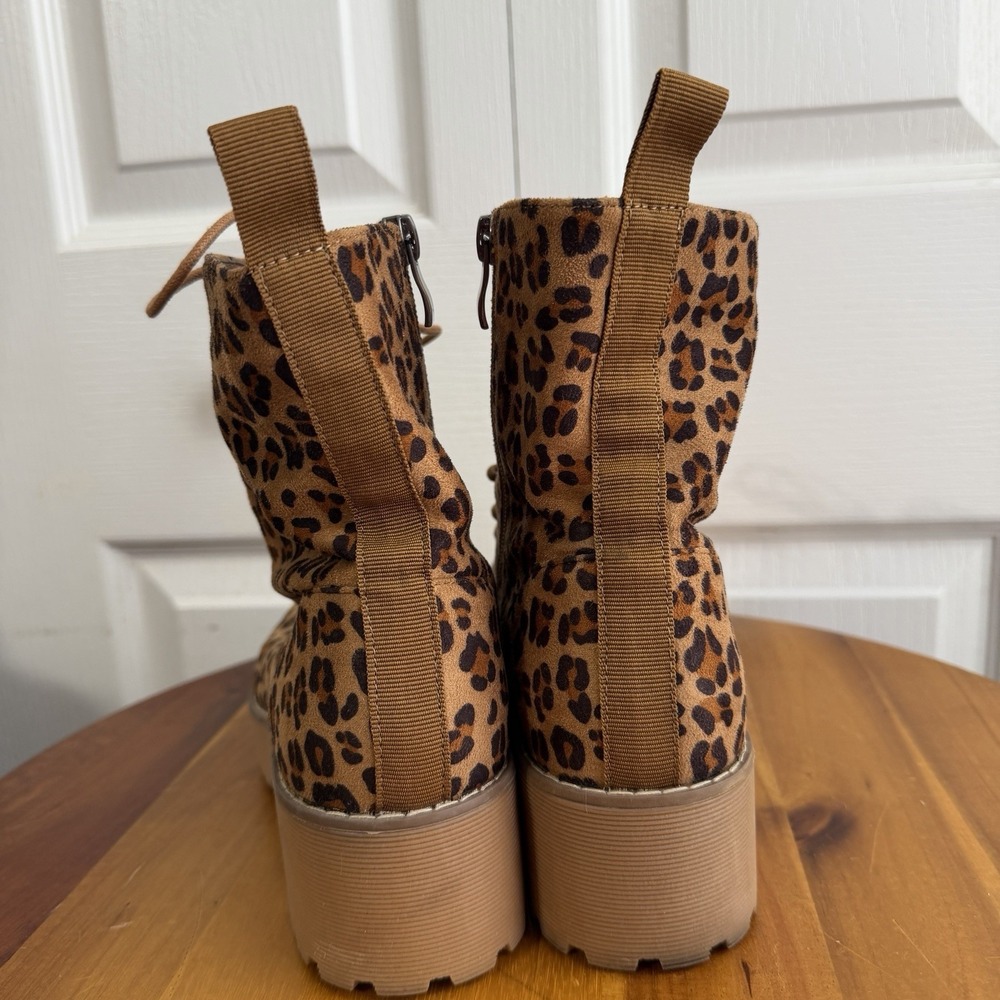 Dirty Laundry Mazzy Cheetah Combat Boots Women's Size 8 Grunge Boho Mobwife - Picture 2 of 12